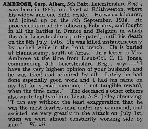 Ambrose A Cpl 2338 5th Leicestershire Regiment