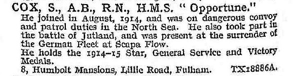 Cox S AB HMS Opportune Royal Navy
