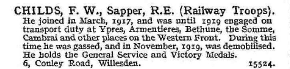 Childs F W Sapper Royal Engineers