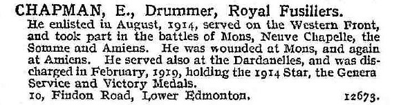 Chapman E Drummer Royal Fusiliers
