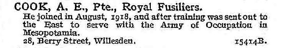 Cook A E Pte Royal Fusiliers