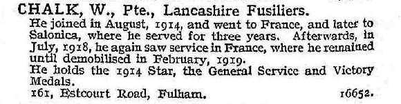Chalk W Pte Lancashire Fusiliers