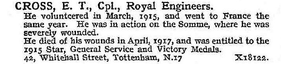 Cross E T Cpl Royal Engineers