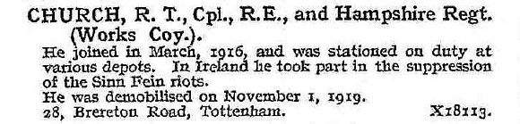 Church R T Cpl Royal Engineers And Hampshire Regiment