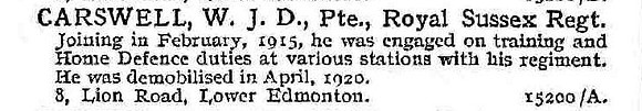 Carswell W J D Pte Royal Sussex Regiment