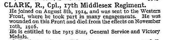 Clark R Cpl 17th Middlesex Regiment