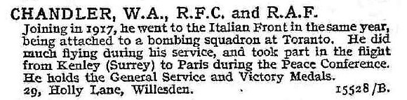 Chandler W A Royal Air Force
