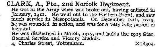 Clark A Pte 2nd Norfolk Regiment