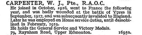 Carpenter W J Pte Army Ordnance Corps