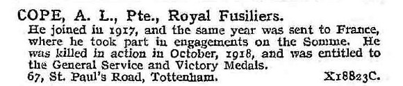 Cope A L Pte Royal Fusiliers