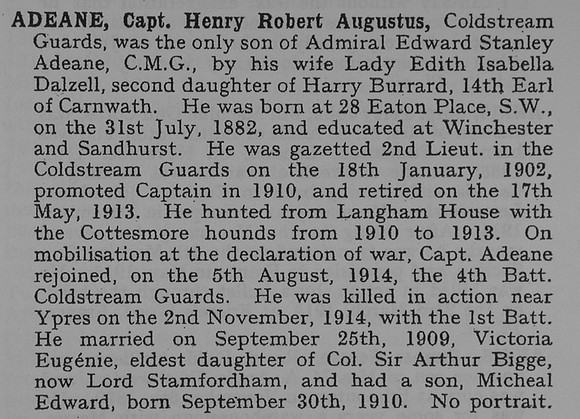 Adeane H R A Captain Coldstream Guards