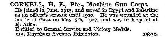 Cornell H F Pte Machine Gun Corps