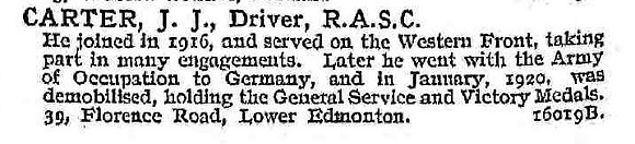 Carter J J Dvr Army Service Corps