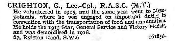 Crighton G L/Cpl Army Service Corps