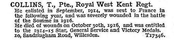Collins T Pte Royal West Kent Regiment
