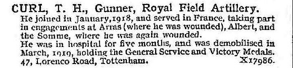 Curl T H Gnr Royal Field Artillery