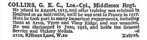 Collins G E C L/Cpl Middlesex Regiment