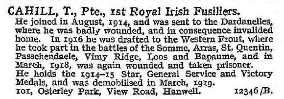 Cahill T Pte 1st Royal Irish Fusiliers