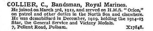 Collier C Bandsman Royal Marines