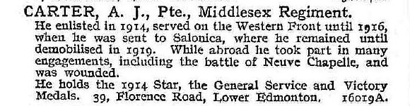 Carter A J Pte Middlesex Regiment