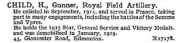 Child H Gnr Royal Field Artillery
