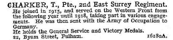 Charker T Pte 2nd East Surrey Regiment