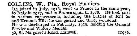 Collins W Pte Royal Fusiliers