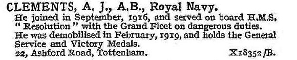 Clements A J AB HMS Resolution Royal Navy