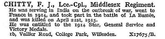 Chitty F J L/Cpl Middlesex Regiment