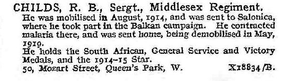 Childs R B Sergt Middlesex Regiment