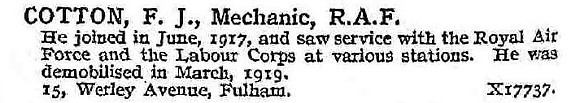 Cotton F J Mech Royal Air Force