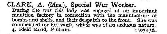 Clark A Mrs Munitions Worker
