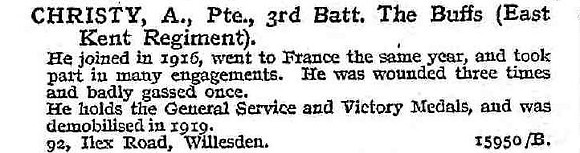 Christy A Pte 3rd East Kent Regiment