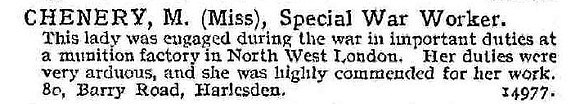 Chenery M Miss Munitions Worker