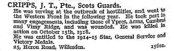 Cripps J T Pte Scots Guards