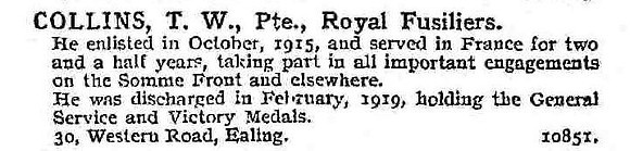 Collins T W Pte Royal Fusiliers
