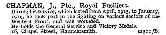 Chapman J Pte Royal Fusiliers