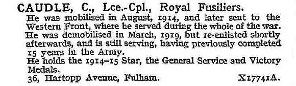 Caudle C L/Cpl Royal Fusiliers