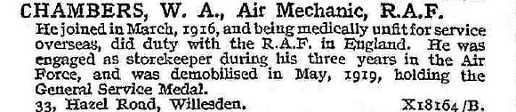 Chambers W A Air Mech Royal Air Force