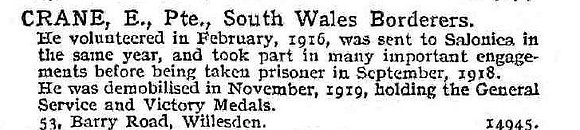 Crane E Pte South Wales Borderers