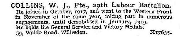 Collins W J Pte Labour Corps