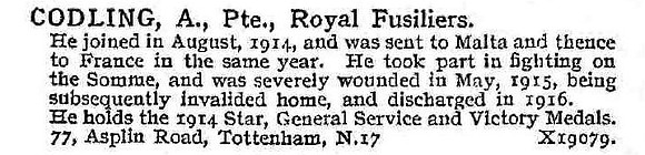 Codling A Pte Royal Fusiliers