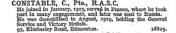 Constable C Pte Army Service Corps