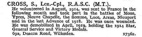 Cross S L/Cpl Army Service Corps