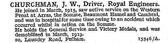 Churchman J W Dvr Royal Engineers