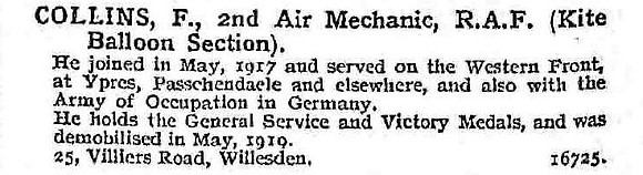 Collins F 2nd Air Mech Royal Air Force