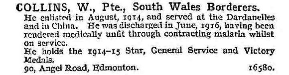 Collins W Pte South Wales Borderers
