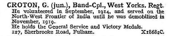 Croton G Band Cpl West Yorkshire Regiment