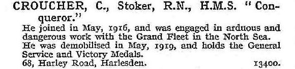 Croucher C Stoker HMS Conqueror Royal Navy