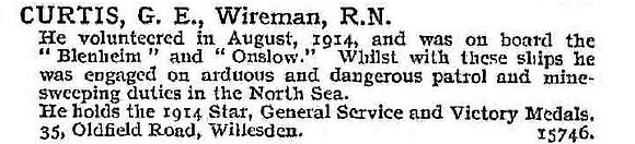 Curtis G E Wireman HMS Onslow Royal Navy